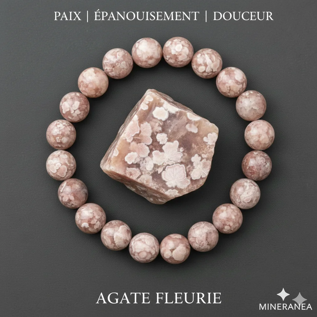 bracelet agate fleur / سوار من العقيق الزهري