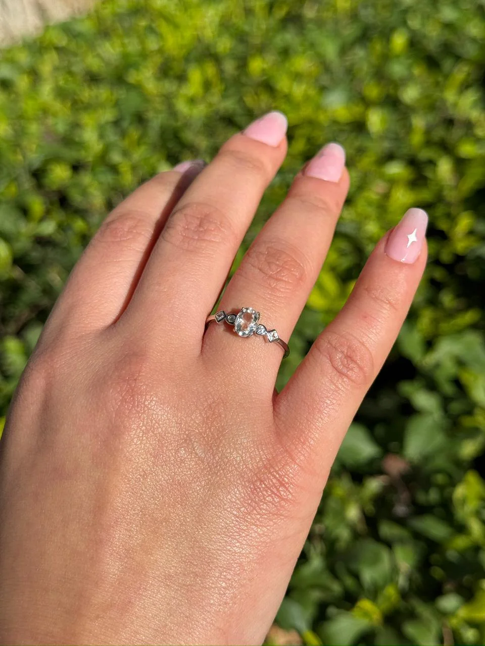 bague quartz claire en argent s925 /خاتم من الكوارتز الشفاف من الفضة عيار 925