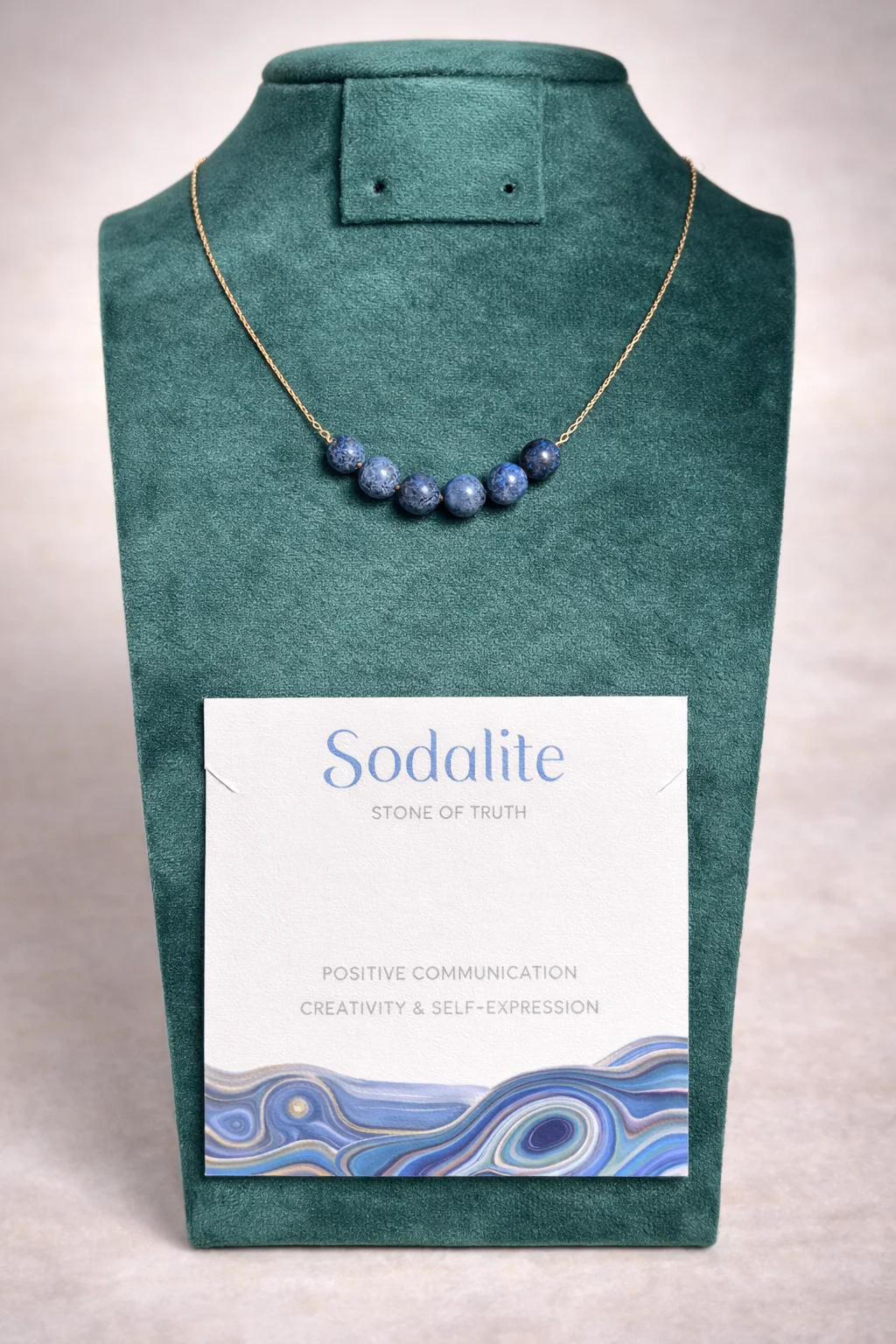 collier sodalite avec acier inoxydable