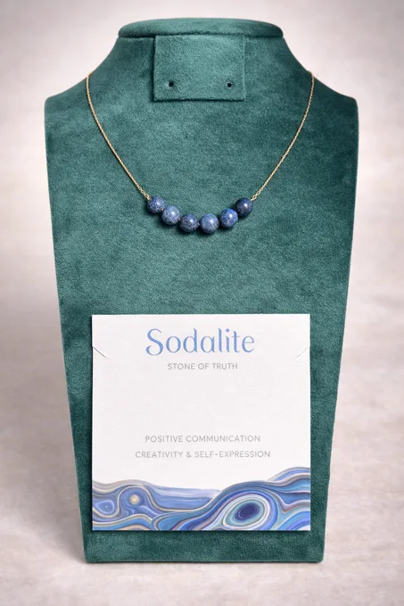 collier sodalite avec acier inoxydable