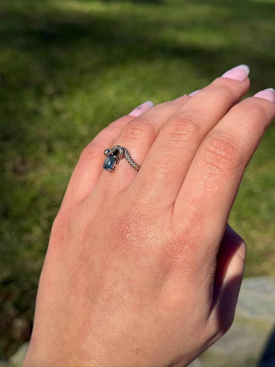 Bague aquamarine en argent 925  / خاتم أكوامارين فضة عيار 925