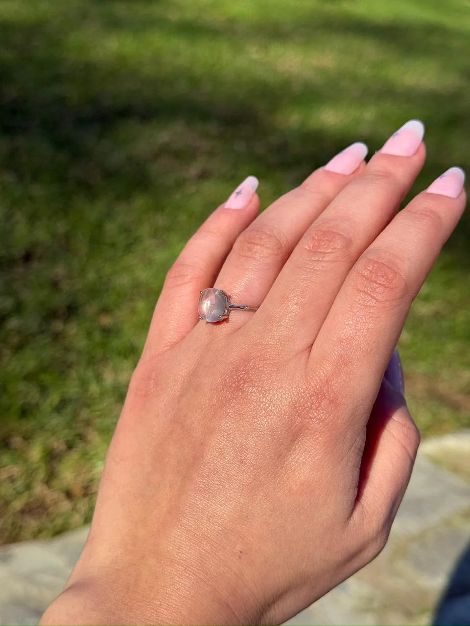 Bague quartz rose en argent s925/ خاتم من الكوارتز الوردي مصنوع من الفضة عيار 925