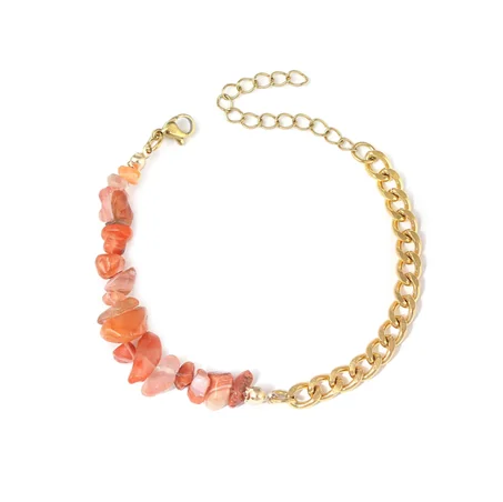 bracelet Agate rouge avec acier inoxydable/سوار العقيق الحمر