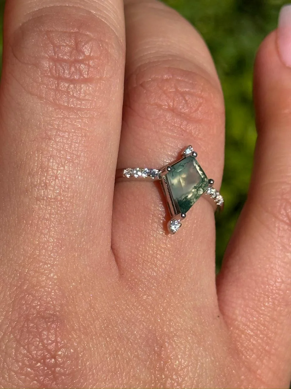 bague tree agate en argent s925 / خاتم حجر عقيق الشجرة من الفضة عيار 925