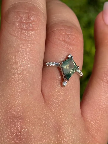 bague tree agate en argent s925 / خاتم حجر عقيق الشجرة من الفضة عيار 925