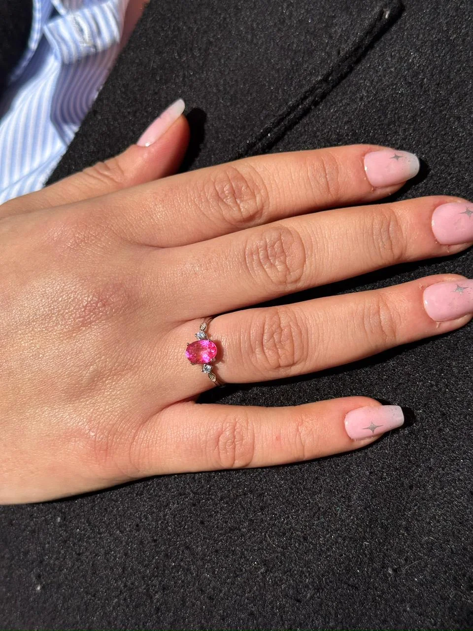 Bague topaz rose en argent s925/ خاتم من التوباز الوردي من الفضة عيار 925