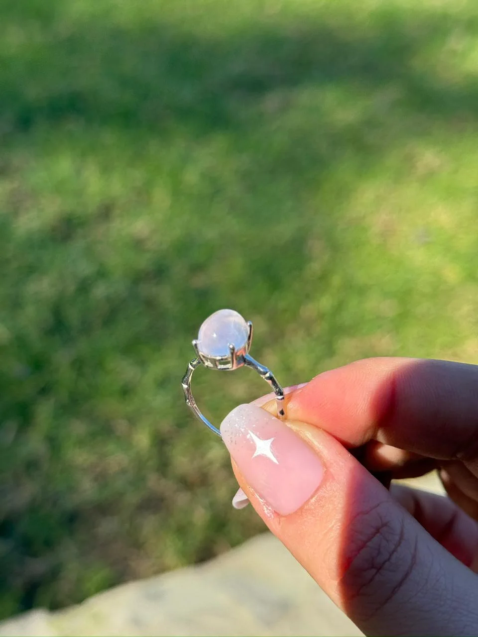 Bague quartz rose en argent s925/ خاتم من الكوارتز الوردي مصنوع من الفضة عيار 925