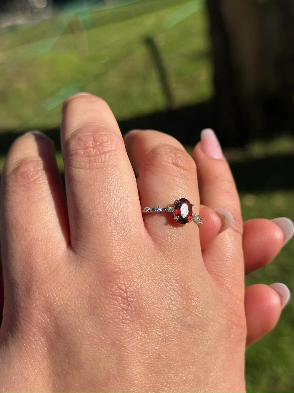 bague garnet en argent 925 / خاتم العقيق الأحمر فضة عيار 925