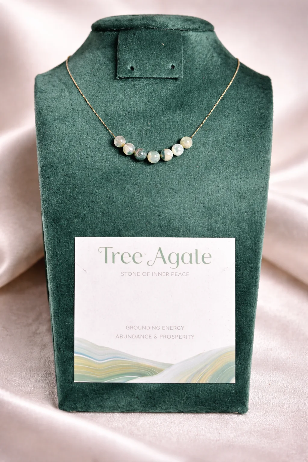 collier tree agate avec acier inoxydable