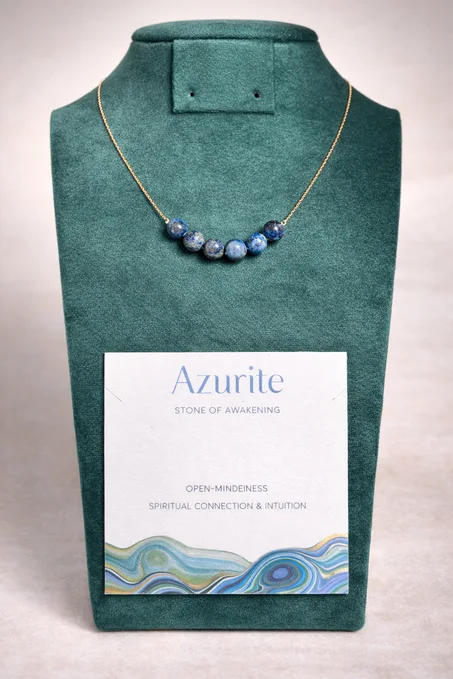 collier azurite avec acier inoxydable