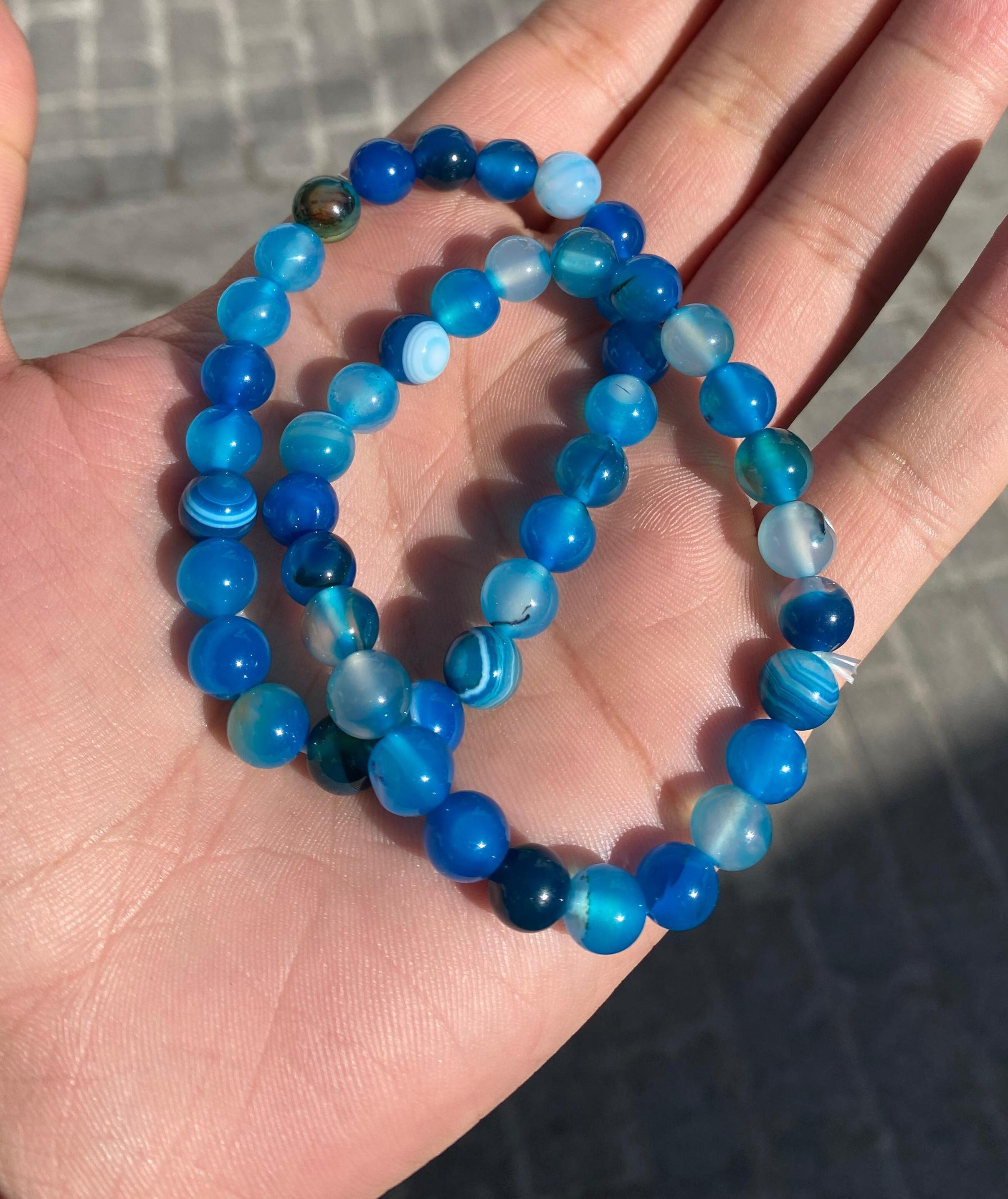 bracelet agate bleu/ سوار العقيق الأزرق