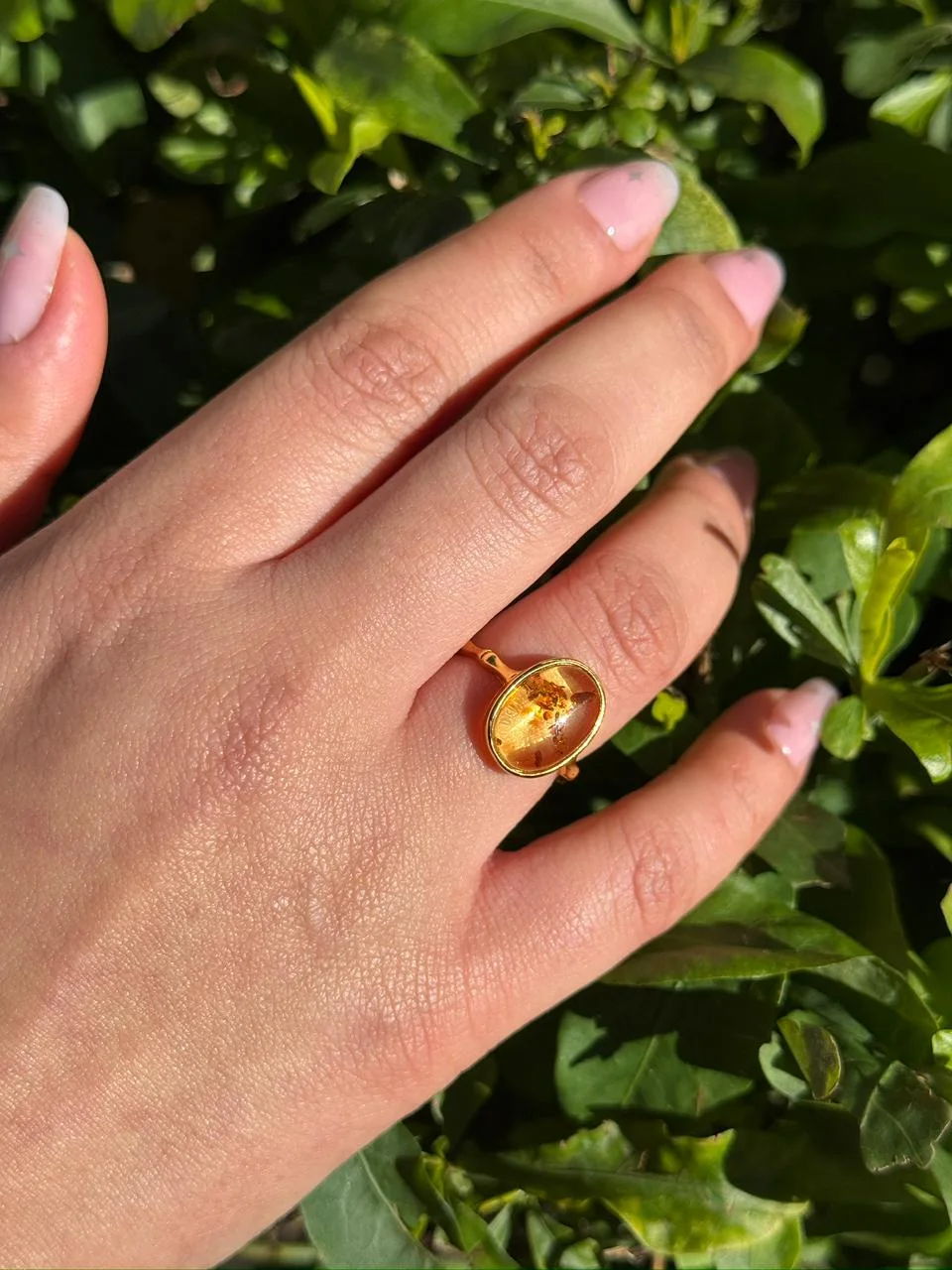 Bague Ambre en argent s925 / خاتم من الكهرمان والفضة عيار 925