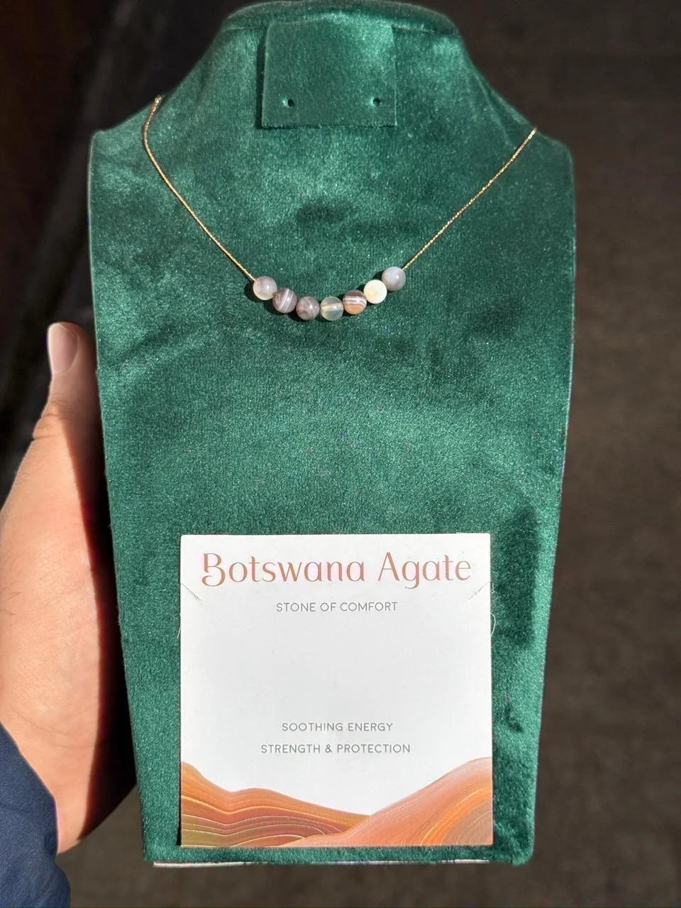 collier botswana agate avec acier inoxydable