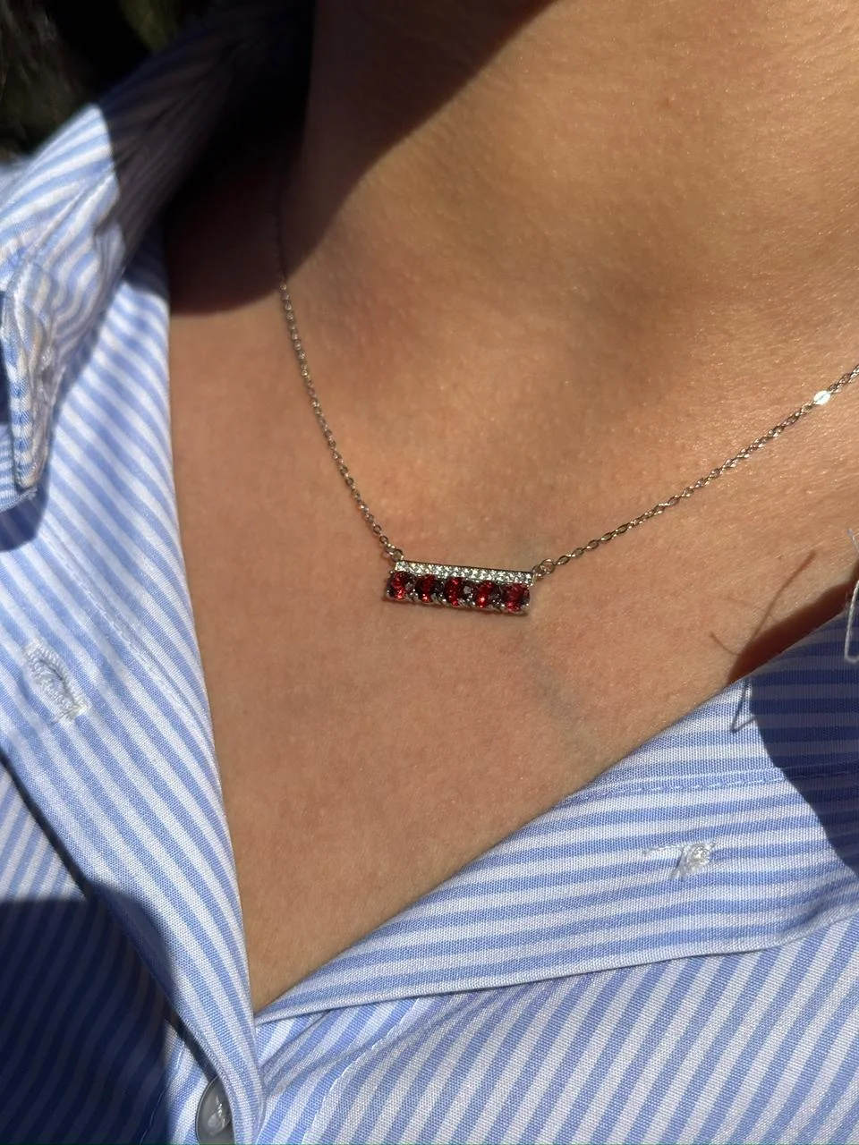 collier garnet en argent 925 / قلادة العقيق الأحمر فضة عيار 925