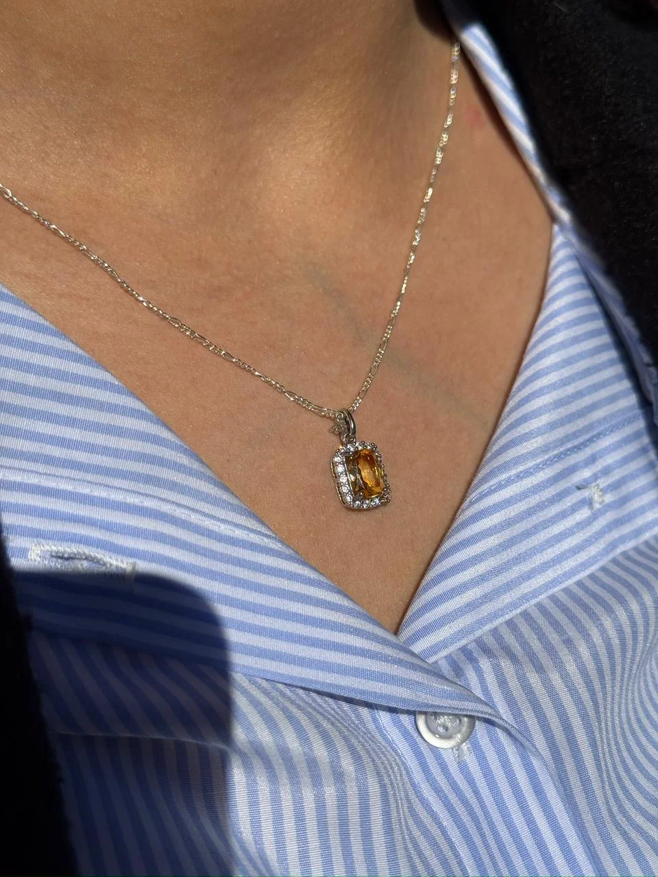 collier citrine en argent s925 /قلادة من حجر السترين من الفضة عيار 925