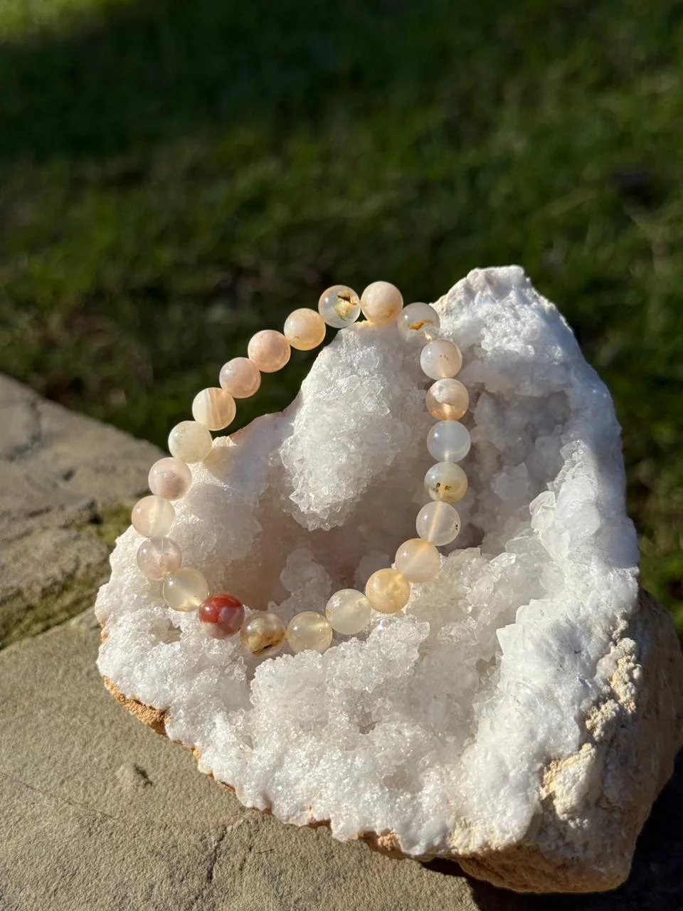 bracelet agate fleur / سوار من العقيق الزهري