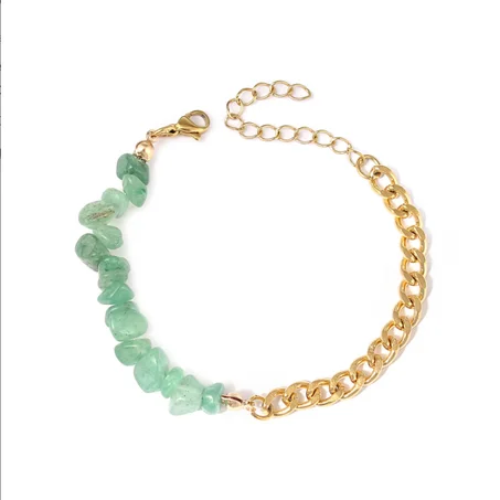 Bracelet Aventurine avec acier inoxydable / سوار أفنتورين