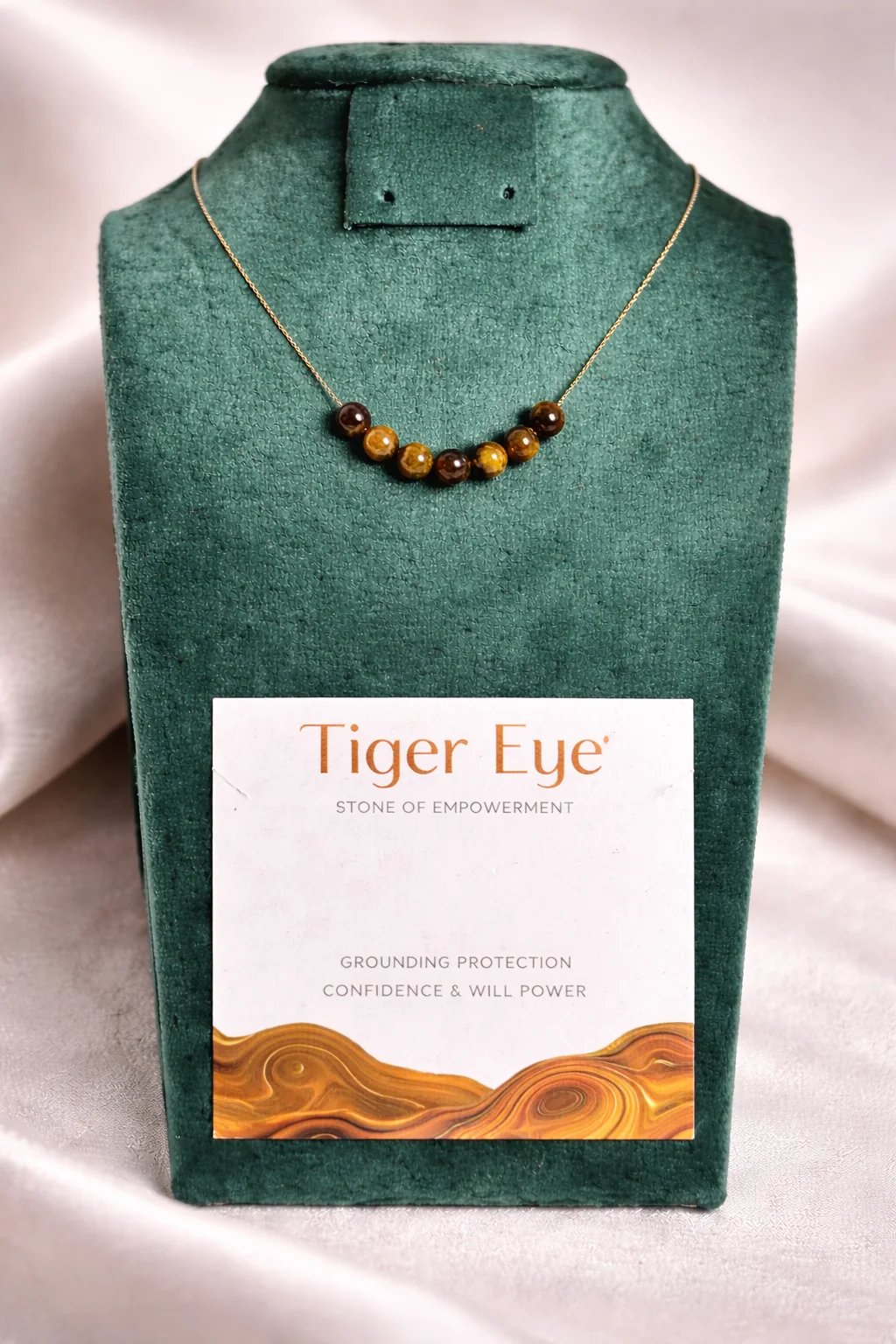 collier oeil de tigre avec acier inoxydable