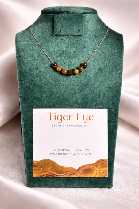 collier oeil de tigre avec acier inoxydable