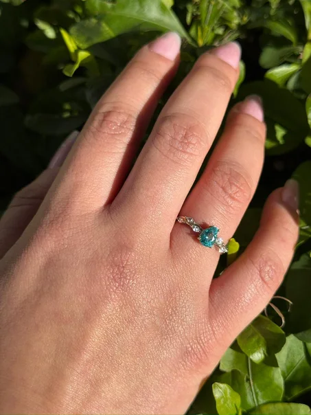 Bague apatite bleu en argent s925 /خاتم من الأباتيت الأزرق من الفضة عيار 925