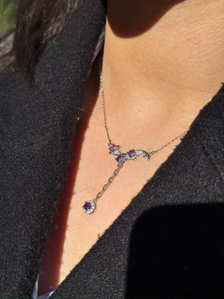 collier Améthyste en Argent 925 | قلادة من الجمشت فضة عيار 925