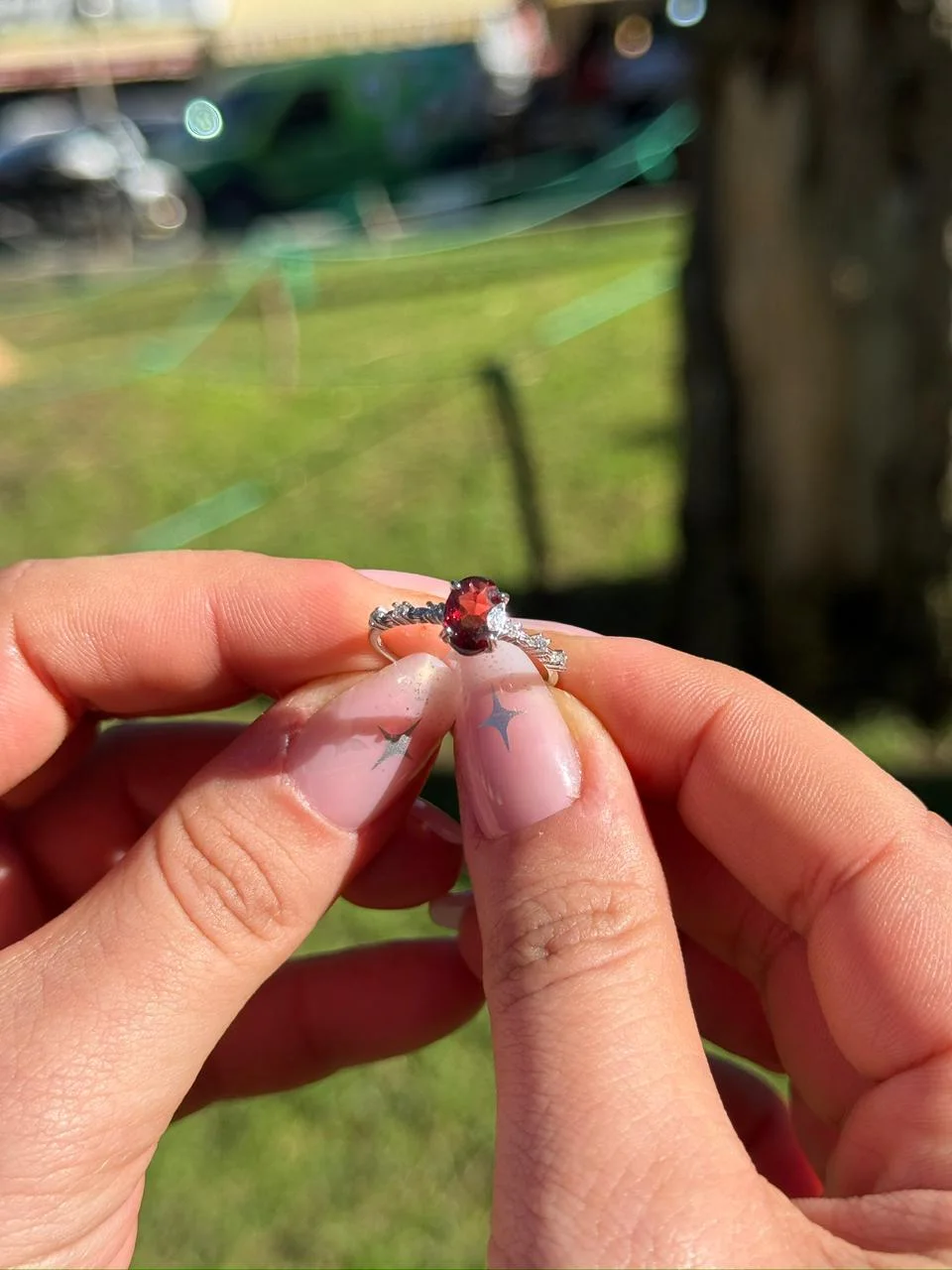 bague garnet en argent 925 / خاتم العقيق الأحمر فضة عيار 925