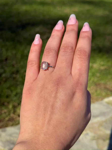 Bague quartz rose en argent s925/ خاتم من الكوارتز الوردي مصنوع من الفضة عيار 925