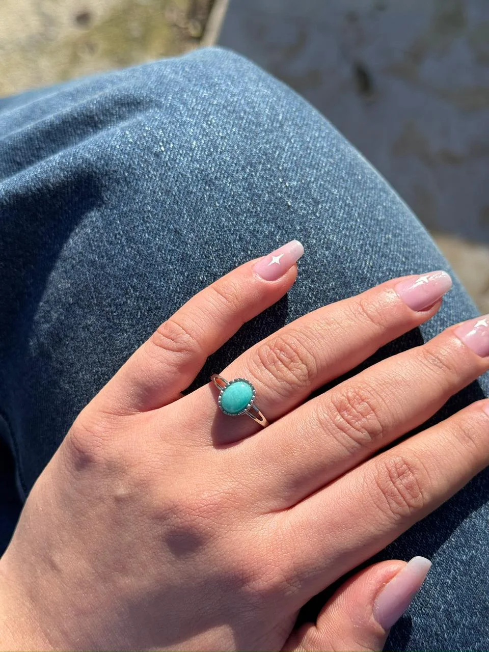Bague Amazonite en argent s925 /  خاتم أمازونيت من الفضة عيار 925