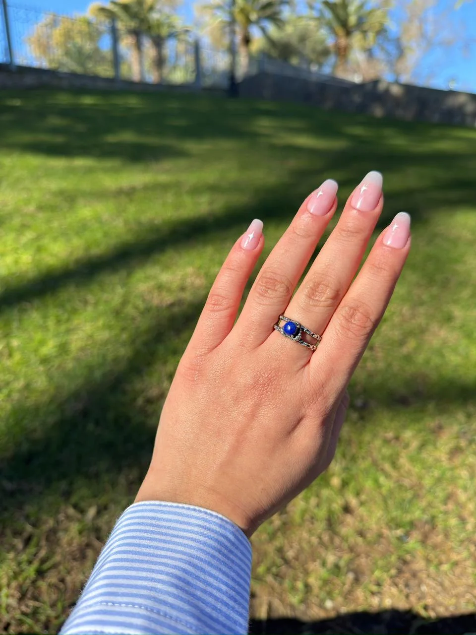 Bague lapis lazuli en argent s925/ خاتم من حجر اللازورد من الفضة عيار 925