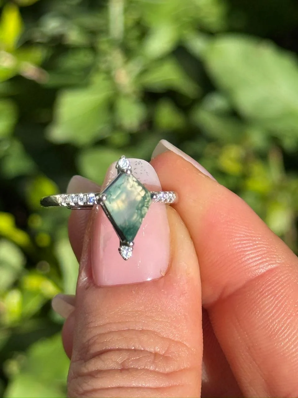bague tree agate en argent s925 / خاتم حجر عقيق الشجرة من الفضة عيار 925
