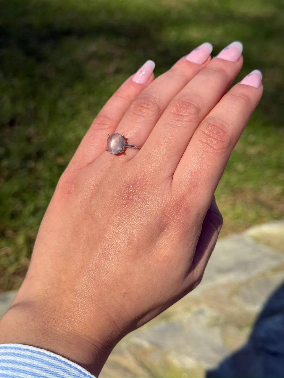 Bague quartz rose en argent s925/ خاتم من الكوارتز الوردي مصنوع من الفضة عيار 925