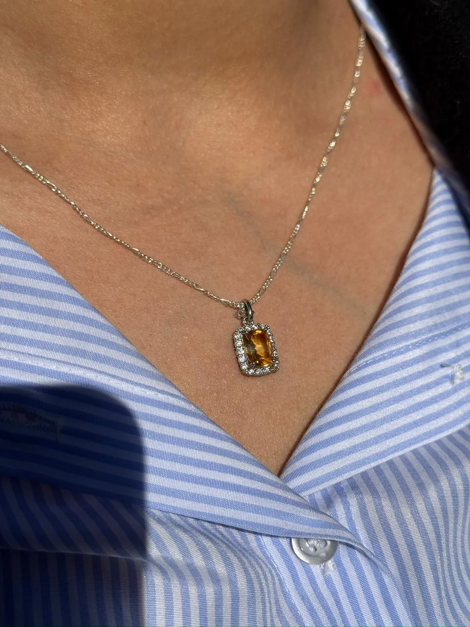 collier citrine en argent s925 /قلادة من حجر السترين من الفضة عيار 925
