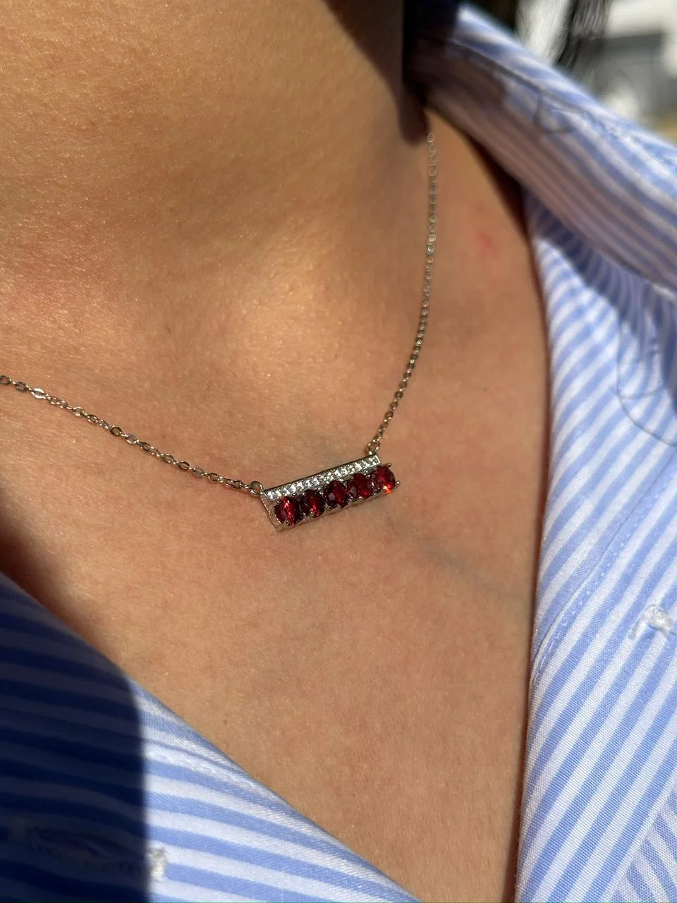 collier garnet en argent 925 / قلادة العقيق الأحمر فضة عيار 925