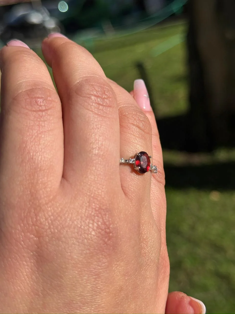 bague garnet en argent 925 / خاتم العقيق الأحمر فضة عيار 925