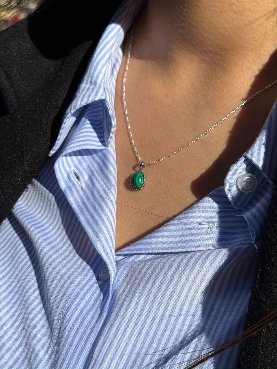 collier malachite en argent s925 / قلادة من الملاكيت من الفضة عيار 925
