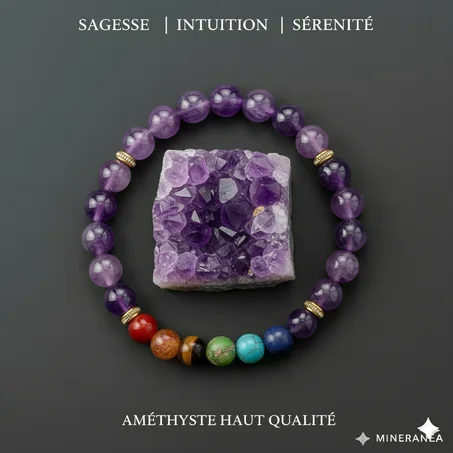 bracelet améthyste chakra /سوار شاكرا من الجمشت