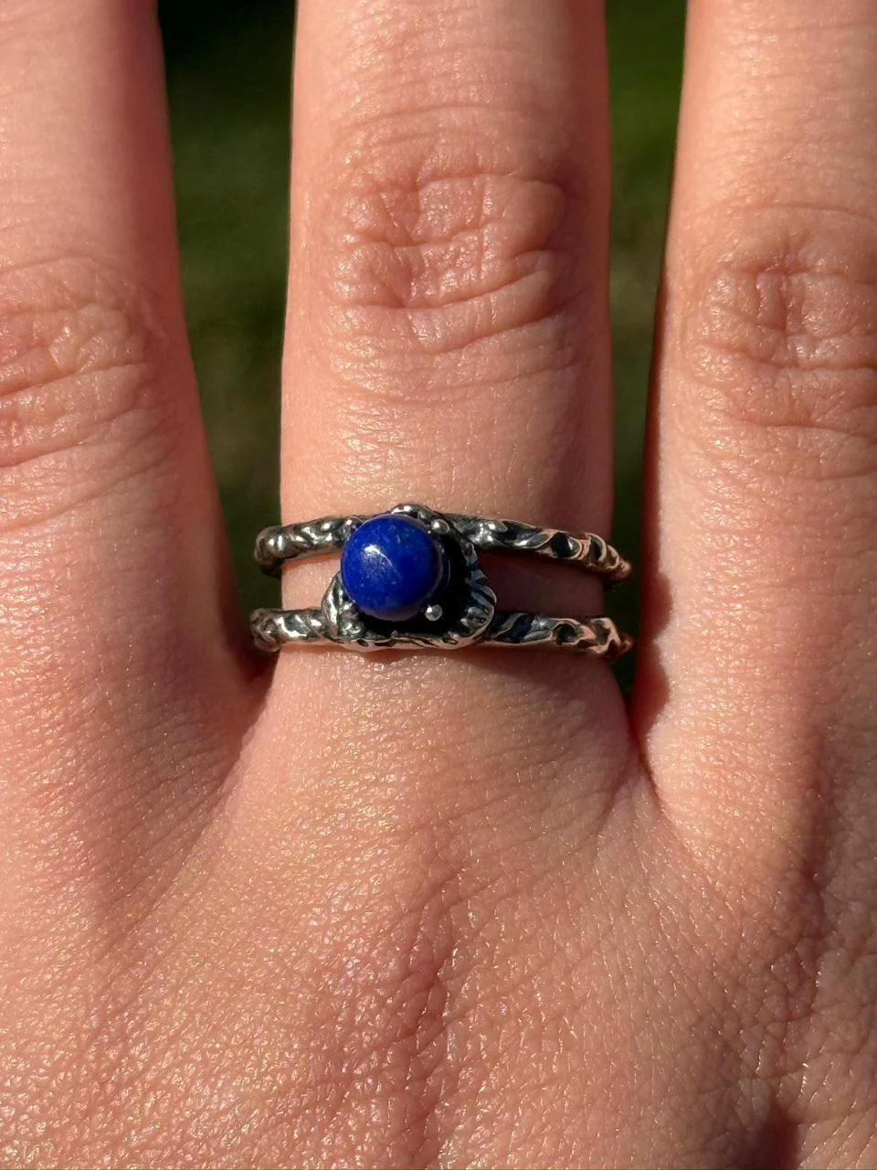 Bague lapis lazuli en argent s925/ خاتم من حجر اللازورد من الفضة عيار 925