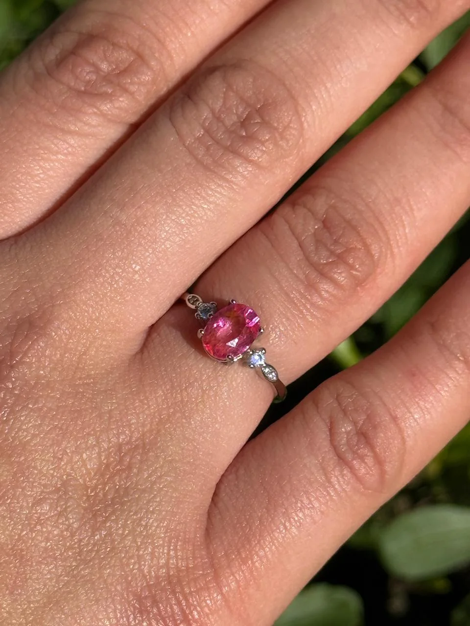 Bague topaz rose en argent s925/ خاتم من التوباز الوردي من الفضة عيار 925