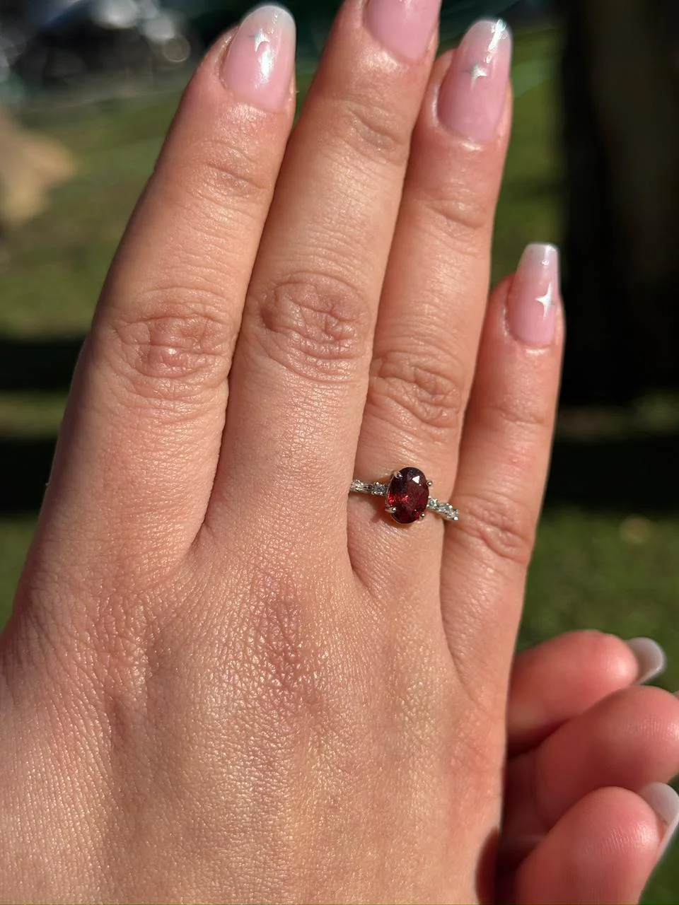 bague garnet en argent 925 / خاتم العقيق الأحمر فضة عيار 925