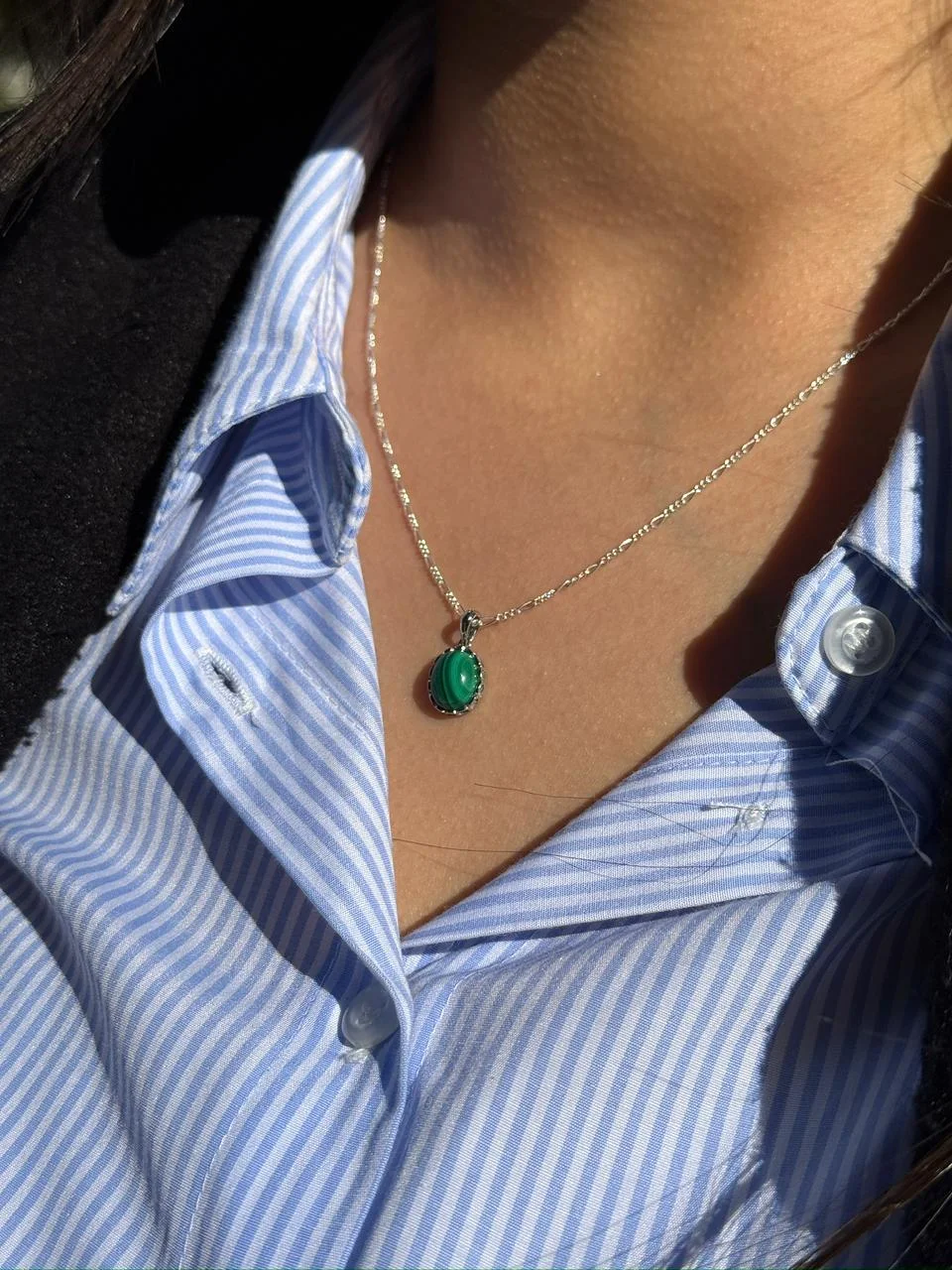 collier malachite en argent s925 / قلادة من الملاكيت من الفضة عيار 925