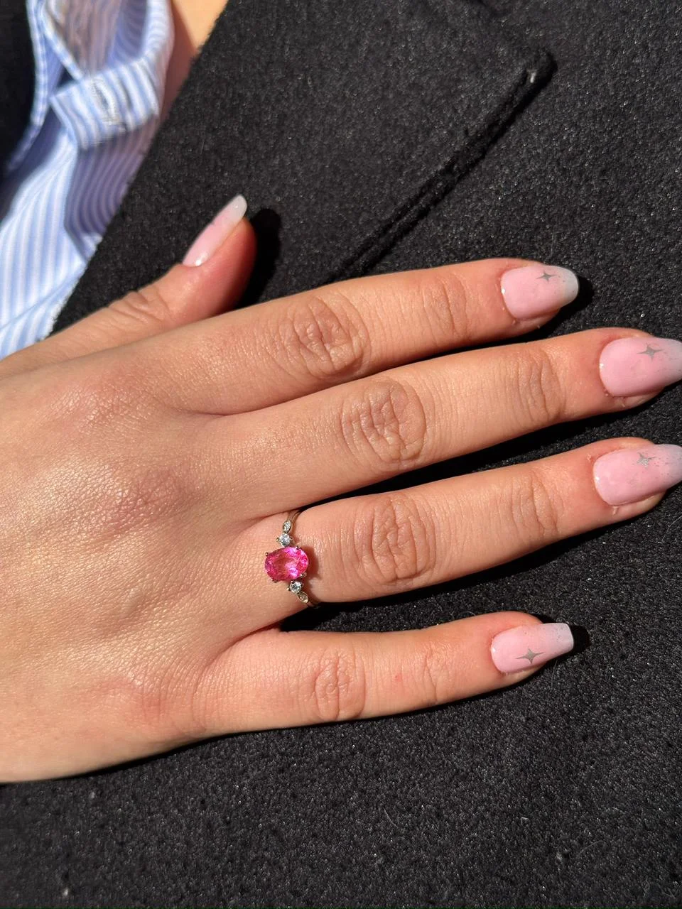 Bague topaz rose en argent s925/ خاتم من التوباز الوردي من الفضة عيار 925