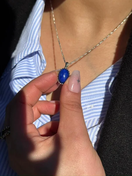 collier lapis lazuli en argent s925/ قلادة من حجر اللازورد من الفضة عيار 925