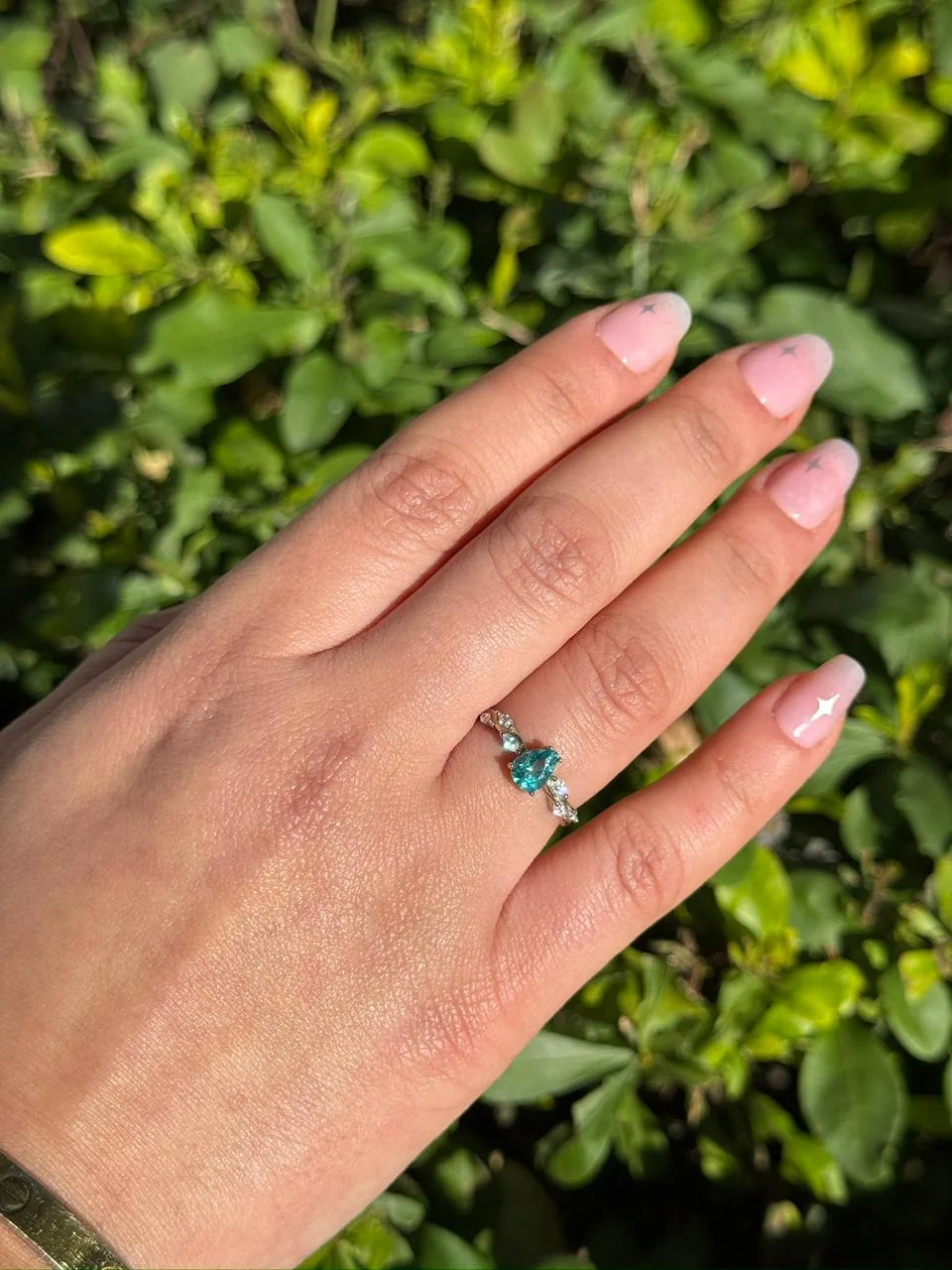 Bague apatite bleu en argent s925 /خاتم من الأباتيت الأزرق من الفضة عيار 925