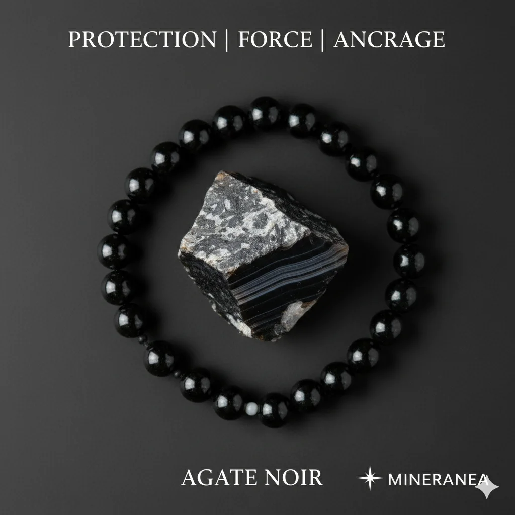 bracelet agate noir /سوار العقيق الأسود