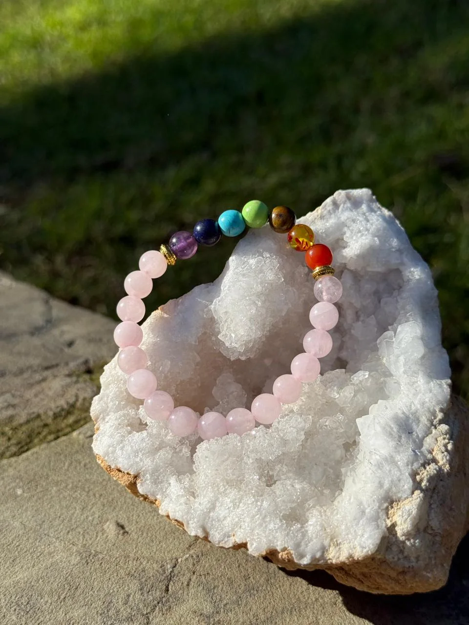 bracelet quartz rose chakra /سوار شاكرا من الكوارتز الوردي