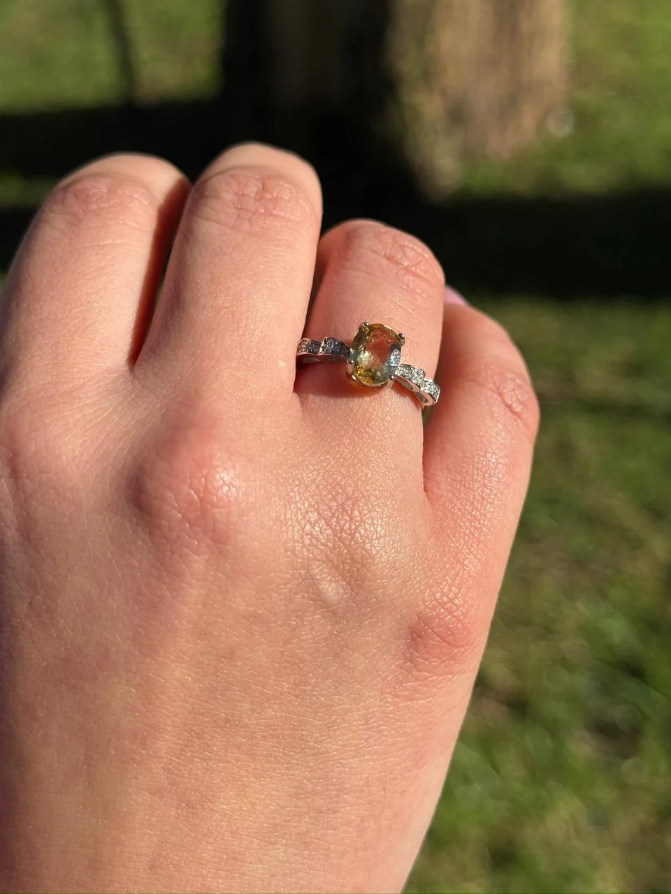 bague citrine en argent s925 /خاتم من حجر السترين من الفضة عيار 925