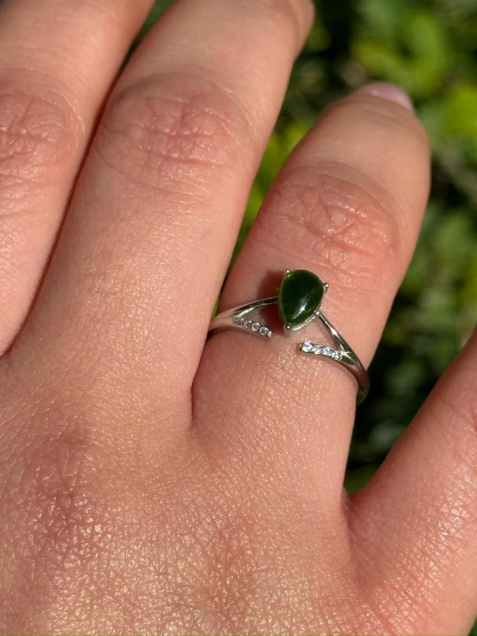 Bague diopside en argent s925/خاتم ديوبسيد من الفضة عيار 925
