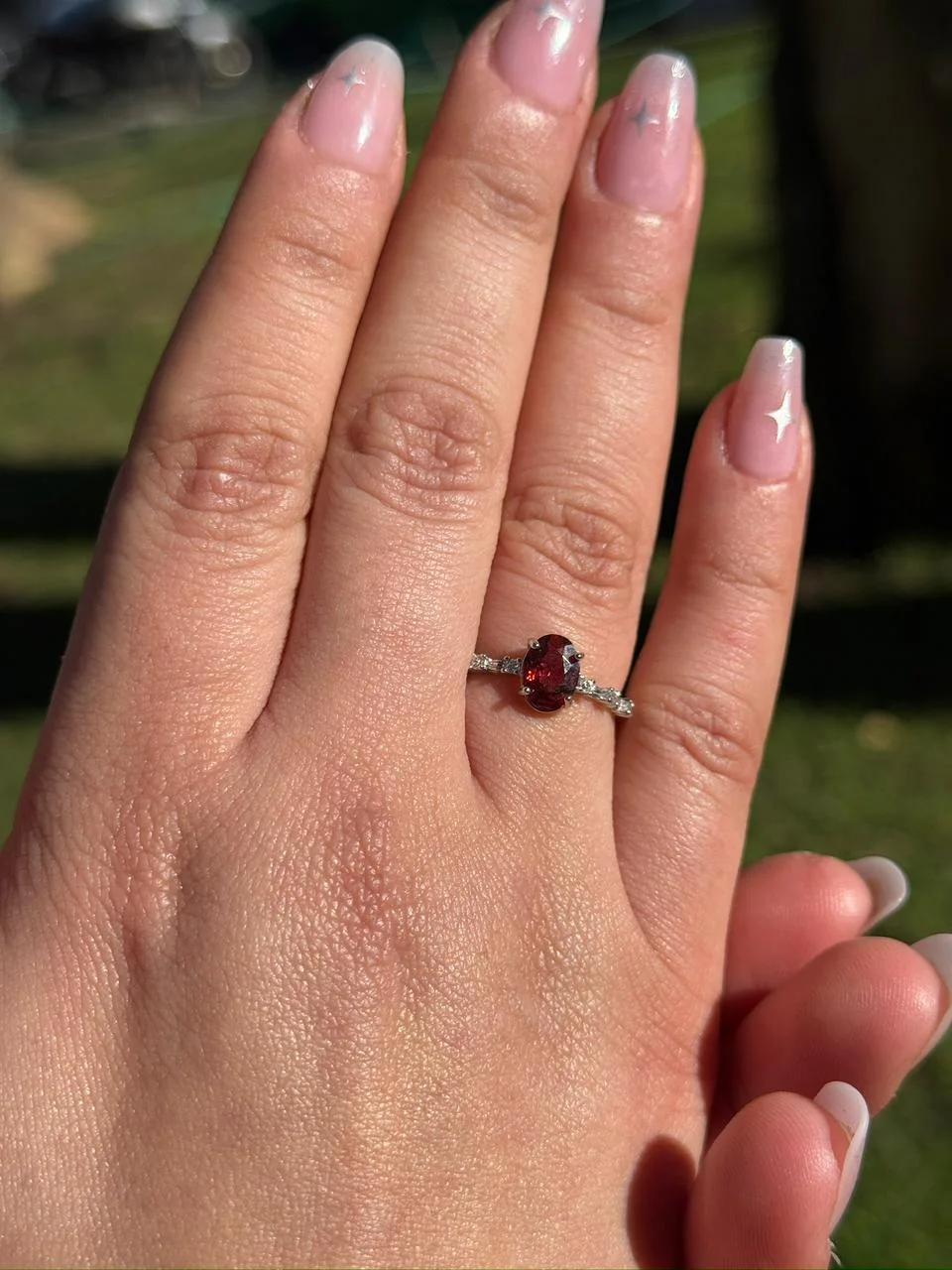 bague garnet en argent 925 / خاتم العقيق الأحمر فضة عيار 925
