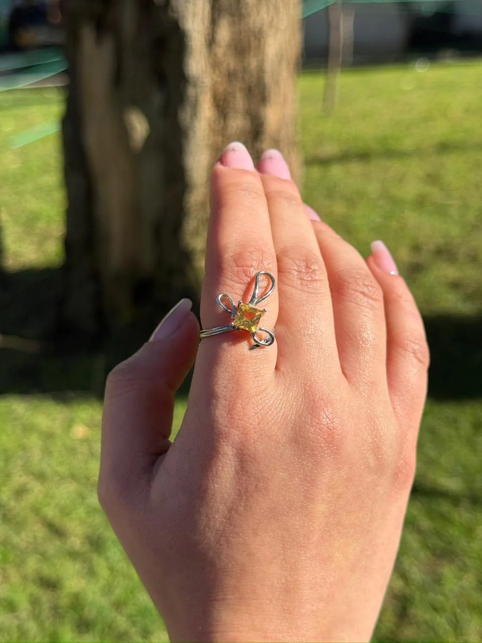 bague citrine en argent s925 /خاتم من حجر السترين من الفضة عيار 925