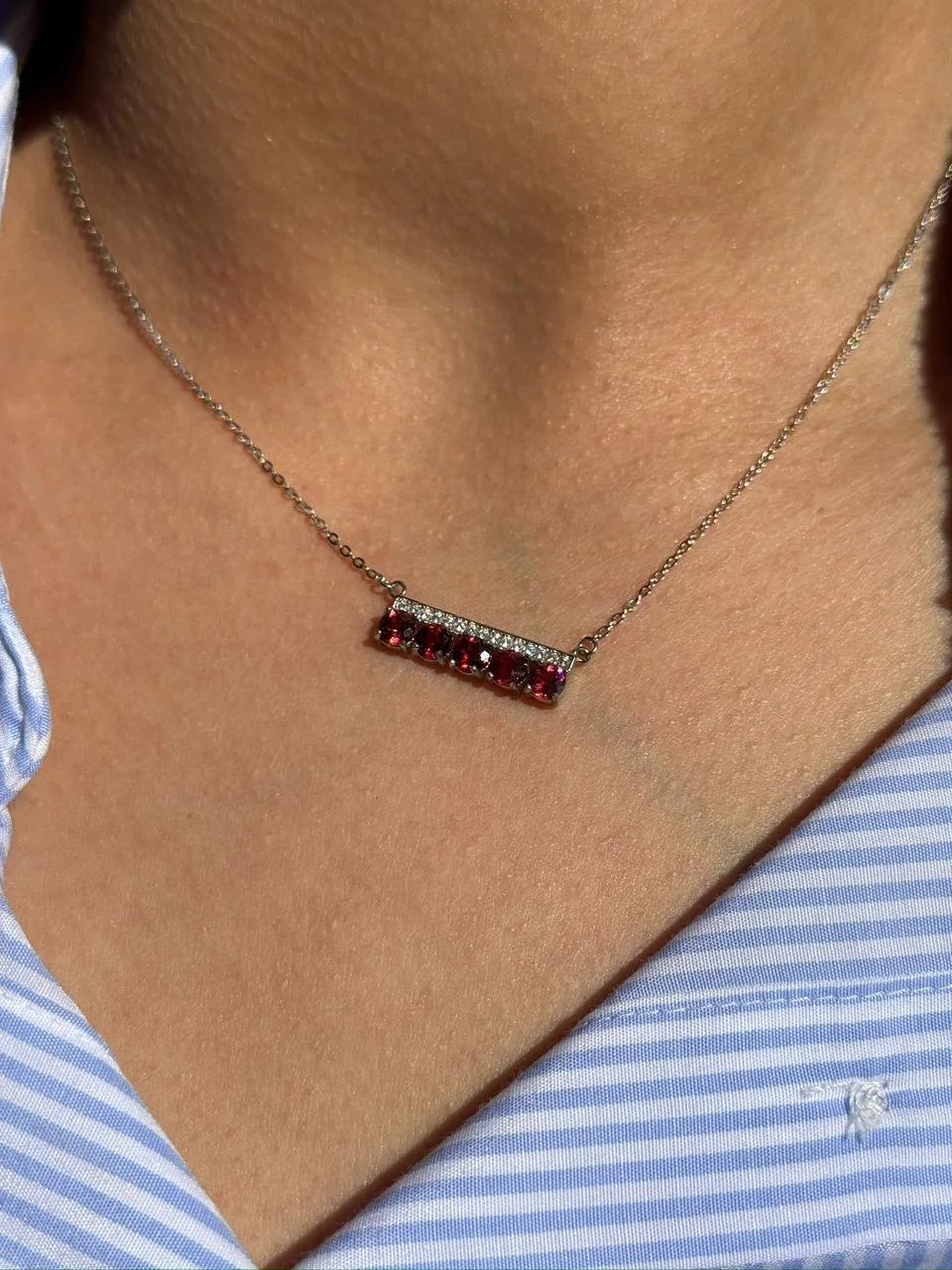 collier garnet en argent 925 / قلادة العقيق الأحمر فضة عيار 925